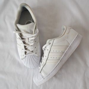 Kids White Low Top Adidas Superstar